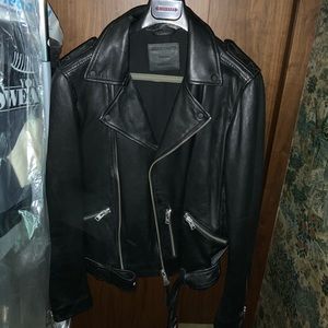All Saints men’s black leather jacket